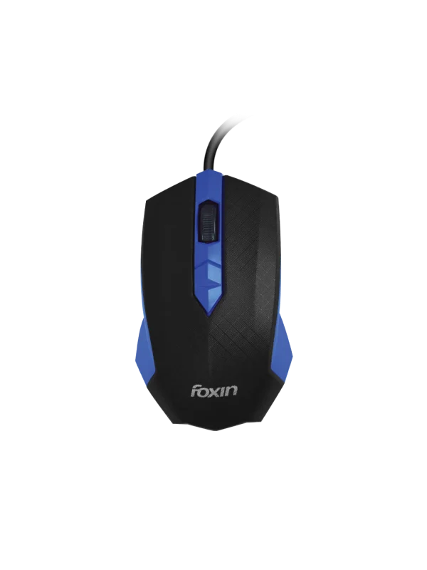 FOXIN Wired Mouse for Laptop PC, Plug-n-Play USB, High Resolution 800 DPI Optical Sensor, Durable Design, Clickable Scroll Wheel, Quick Response Mouse for Comfortable All-Day Grip, Smart Blue
