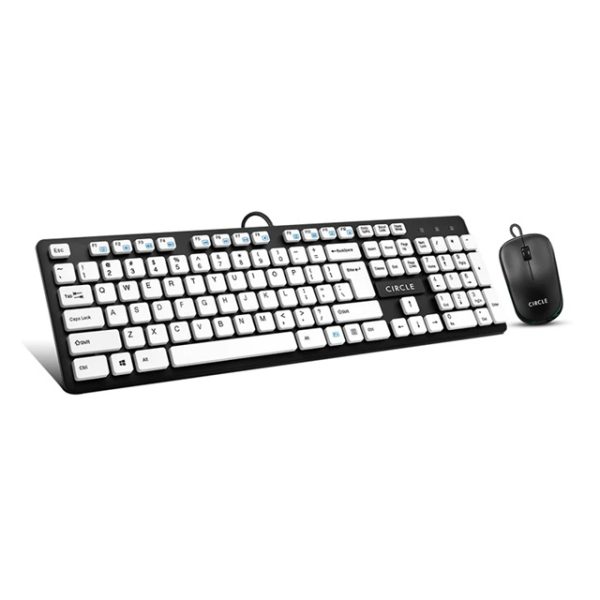 Circle Slim Multimedia C43 USB Keyboard Combo (White) with Unique keycaps & Mute Technology, Spill Resistance, 12 Multimedia hotkeys, Easy to use, Rubber Membrane Key Switch and USB Powered